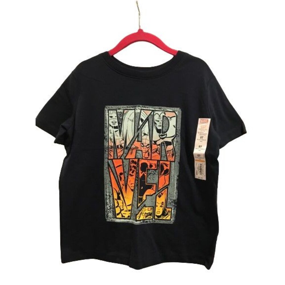 Boy's 5T T-Shirt Marvel Navy Blue Short Sleeve Crew Neck Jumping Beans